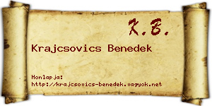 Krajcsovics Benedek névjegykártya